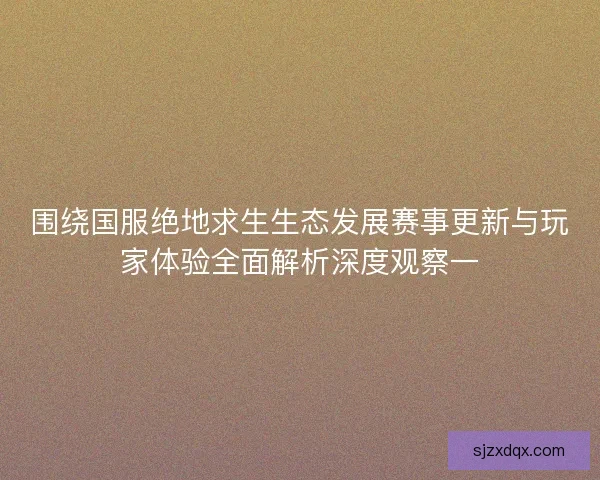 围绕国服绝地求生生态发展赛事更新与玩家体验全面解析深度观察一